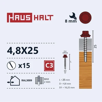 Savisriegis Haushalt, 4.8 mm x 25 mm, 15 vnt.