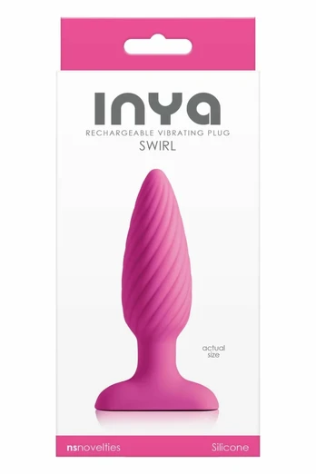 INYA Swirl Pink - Vibrating Ribbed Plug, Rechargeable, 10.7 cm