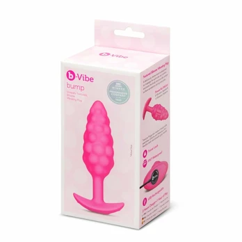 b-Vibe Bump Texture Plug Pink - Vibrating Silicone, Compact Size