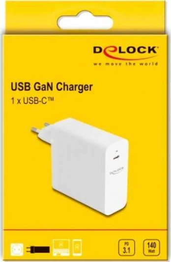 Delock DeLOCK USB GaN įkroviklis 1x USB-C, 140 W (balta, PD 3.1)