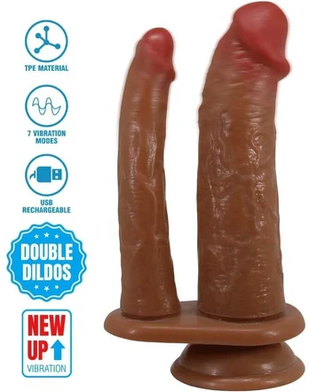 PRETTY LOVE - HULBERT DOUBLE REALISTIC DILDO WITH VIBRATION MULATO