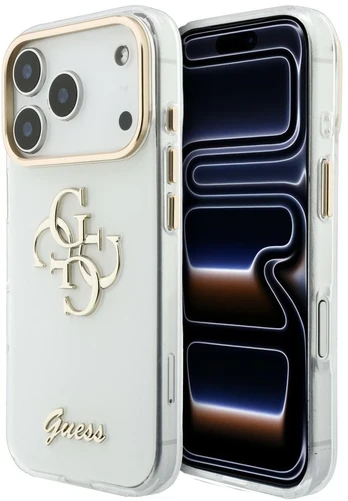 Dėklas Guess IML 4G Script Metal do iPhone 18 Pro Max / 17 Pro Max balta
