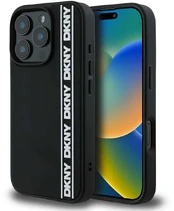Juodas dėklas Apple iPhone 16 Pro Max telefonui "DKNY 3D Rubber Repeat Logo Line Case" kaina