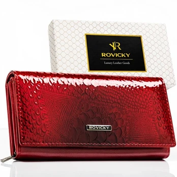 Natūralios odos piniginė moterims Rovicky, raudona