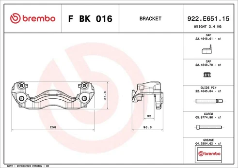 Stabdžių apkabos kronšteino rinkinys BREMBO FBK016