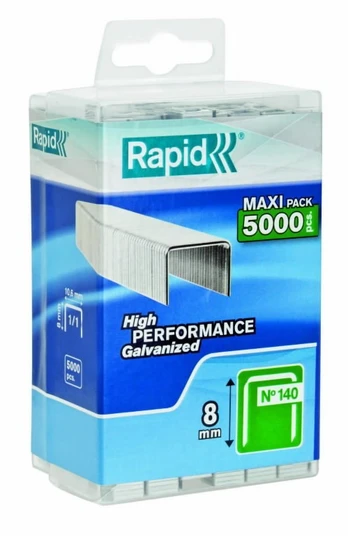 Kabės 140/8 5000vnt.10,6x1,3mm, žalios, plastikinė pak., Rapid
