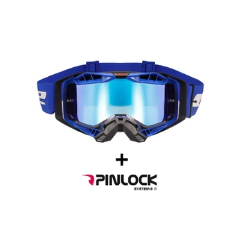 LS2 AURA PRO GOGGLE BLACK BLUE WITH IRIDIUM VISOR akiniai