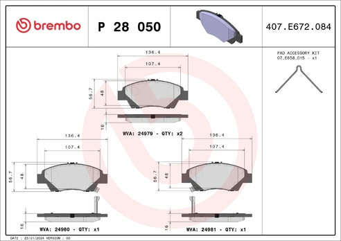 Brake pads - tuning Xtra P 28 050X front