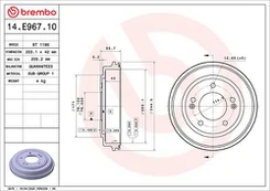 Stabdžių būgnas BREMBO 14.E967.10