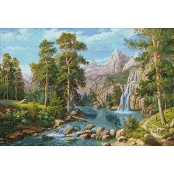 Deimantinis paveikslas Scenery with Waterfall WD2459