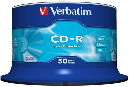 Diskas CD-R Verbatim [ cake box 50 | 700MB | 52x | Crystal | DataLife+ AZO ]