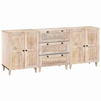 Kabalas 3 pcs Balta 60 x 33 x 75 cm mango medienos masyvas