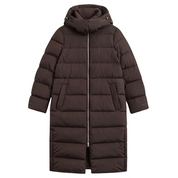 Pūkinis paltas moterims, Ruda, Full length down coat