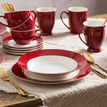 Serwis obiadowy dla 6 osób Aura Raudona 18-elementowy AMBITION