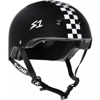S-ONE HELMET LIFER BLACK MATTE WITH CHECKERS M