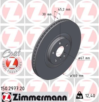Stabdžių diskas ZIMMERMANN 150.2977.20