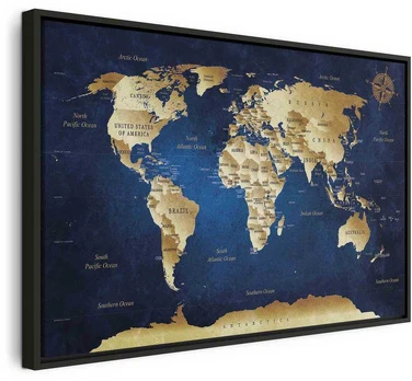 Artgeist Paveikslas - World Map: The Dark Mėlyna Depths