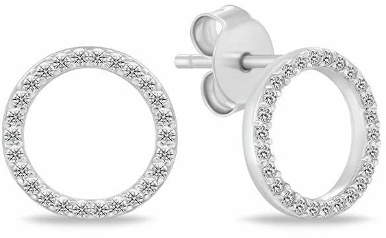 Brilio Silver Timeless sidabrinis hoop earrings with zircons EA1072W