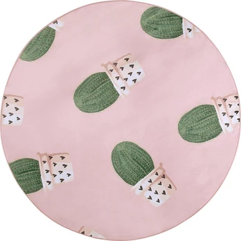 Beliani Dywan apvalus w kaktusy 120 cm rožinis ELDIVAN