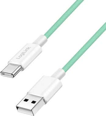 LogiLink USB-A - USB-C 0,5 m nailono pintas žalias