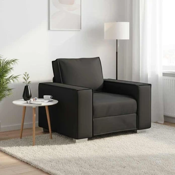 Juoda Dirbtinės Odos Sofos Kėdė - 59 cm