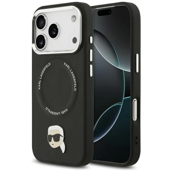 Dėklas Karl Lagerfeld Karl Pin MagSafe do iPhone 17 Pro juoda