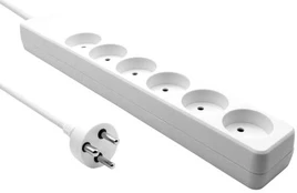 MicroConnect Danish Power Strip 6-way Baltas 1m cable kaina