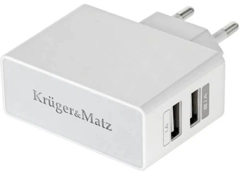 Įkroviklis Kruger&Matz, USB/AC/DC, balta