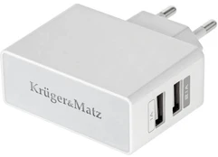 Įkroviklis Kruger&Matz, USB/AC/DC, balta kaina