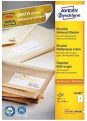 Avery Zweckform Avery LR3483, Baltas, Rectangle, Permanent, 105 x 148 mm, A4, Universal kaina