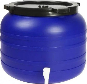 100L APVALINĖ PLASTIKINĖ STATINĖ SU čiaupu