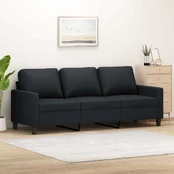 Trivietė sofa, juodos spalvos, 180cm, dirbtinė oda kaina