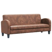Trivietė sofa, dirbtinė zomšos oda, ruda kaina