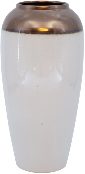 Vase TITAN STONE D17xH32cm, baltas/auksinis
