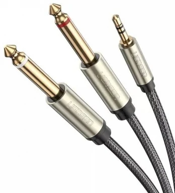 Ugreen cable audio cable mini jack 3.5 mm - 2 x jack 6.35 mm 2m gray (AV126)