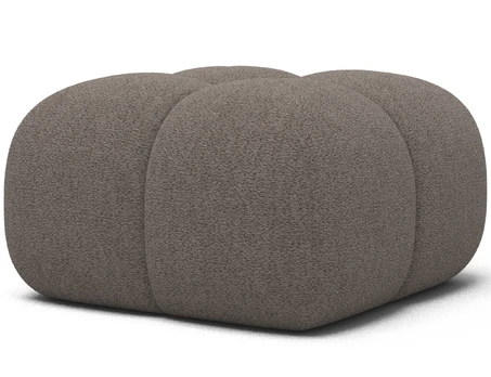 Upholstered Pouf Covio, Brown Bouclé, Modern, Brown