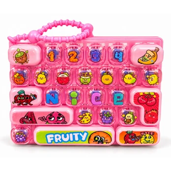 Rožinis sensorinis žaislas – klaviatūra Fidget Keyboard „Fruity“