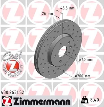 Stabdžių diskas ZIMMERMANN 430.2631.52