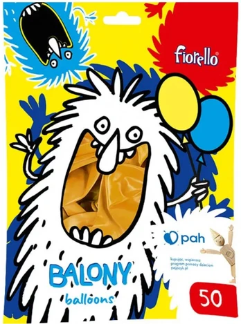Balionai metalizuoti FIORELLO 50 vnt. auksinės sp.