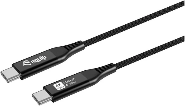 Equip Kabelis USB-C4.0->C Slim PD240W St/St 1.20m juodas