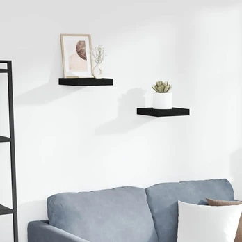Pakabinamos lentynos, 2vnt., juodos, 23x23,5x3,8cm, mdf