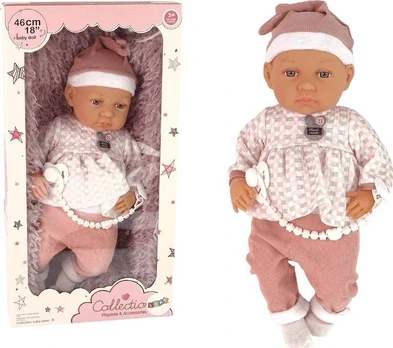 Lean Toys Baby Doll 46 cm Rožinė Dummy Antklodė Plunksnos