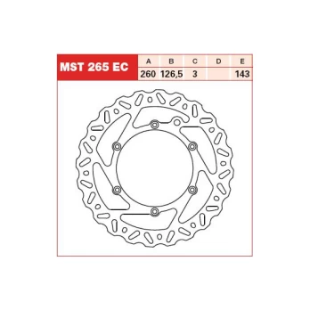 Brake disc MST265EC front fixed TRW 260/126,5/3mm/143mm