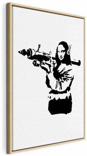 Artgeist Paveikslas - Banksy Mona Lisa with Rocket Launcher (1 Part) Vertical