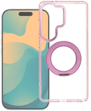 Dėklas Samsung A57 Frame Circle Stand suderinamas su MagSafe rožinis