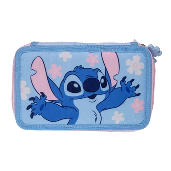 Stor - Stitch Filled Double Pencil Case - 19.5 x 12.5 x 5 cm