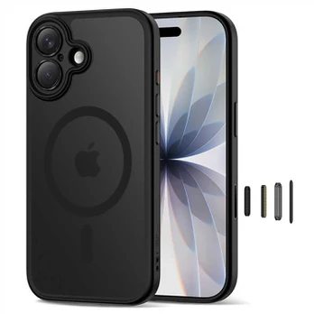 Matinis juodas dėklas Apple iPhone 17 telefonui "Tech-Protect MagPeak Magsafe CC"
