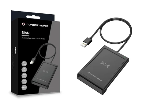 CONCEPTRONIC Dual-Interf. Smart-ID Kartenleser USB-A juodas