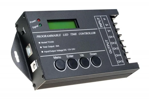 LED valdiklis RGBW+WW su laiko programavimu, USB, 12-24Vdc 5x4A TC420