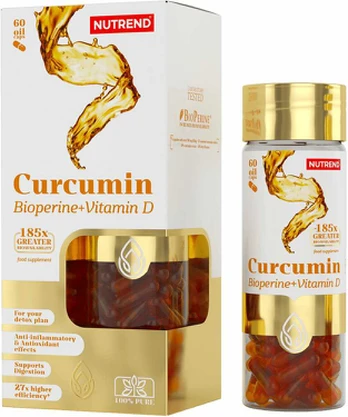 Nutrend Kurkuminas + Bioperinas + Vitaminas D, 60 Kapsulių